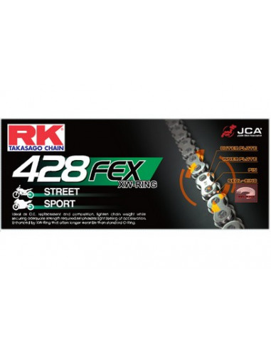 CHAINE RK 428FEX 060 MAILLONS avec Attache Rapide.