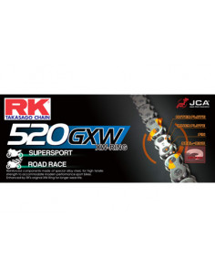 CHAINE RK 520GXW  72 MAILLONS avec Rivet Creux.