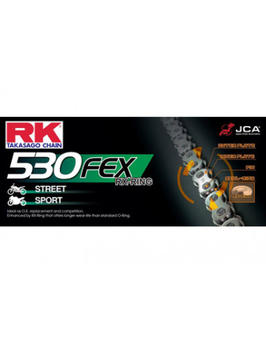 METRE DE CHAINE RK 530FEX  avec Attache à River.