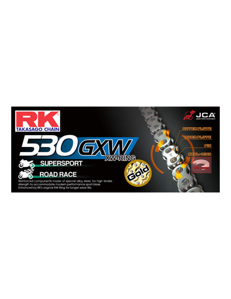 CHAINE RK GB530GXW 118 MAILLONS avec Attache à River.