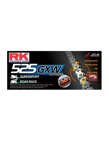 CHAINE RK ND525GXW 096 MAILLONS avec Attache à River.