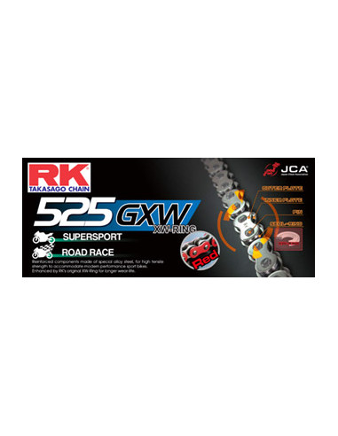 CHAINE RK NR525GXW 076 MAILLONS avec Attache à River.