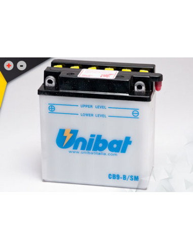 Batterie Unibat CB9-B - Livrée avec flacons d'acide séparé.