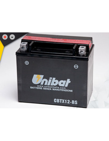 Batterie Unibat CBTX12-BS - Livrée avec flacons d'acide séparé.