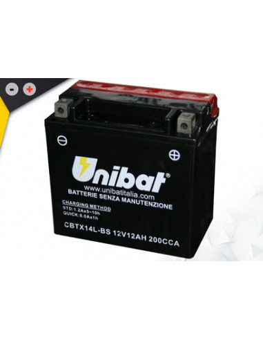 Batterie Unibat CBTX14L-BS - Livrée avec flacons d'acide séparé.
