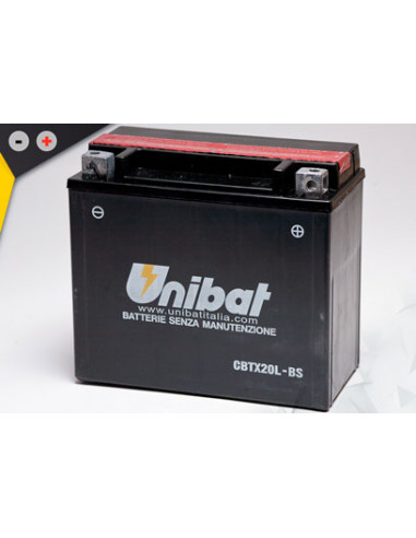 Batterie Unibat CBTX20L-BS - Livrée avec flacons d'acide séparé.