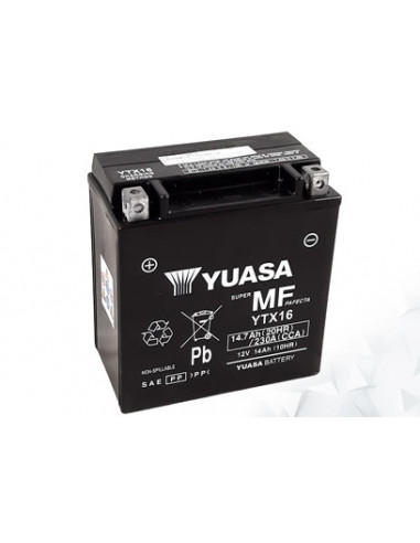 Batterie AGM Activated Pré-remplie YUASA YTX16 (16BS)