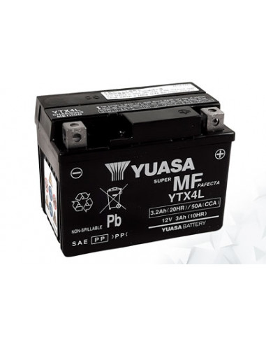 Batterie AGM Activated Pré-remplie YUASA YTX4L (4LBS)