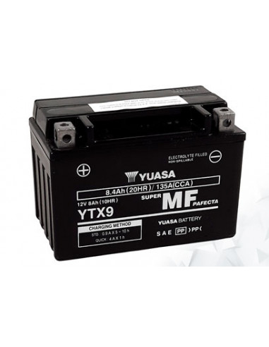 Batterie AGM Activated Pré-remplie YUASA YTX9 (9BS)
