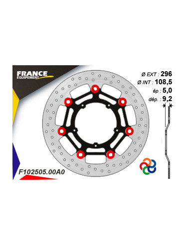 Disque de frein Gamme Essentiel FE.FL102505 / Oeillets Couleurs
