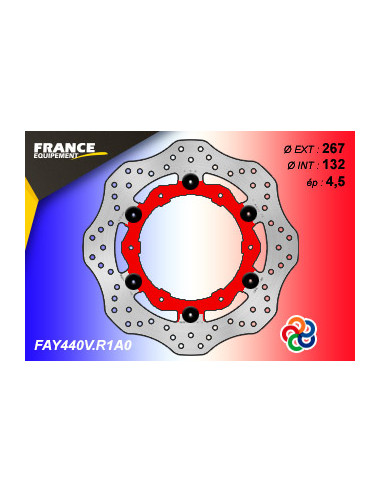 Disque Essentiel FLAY440V / Centre ROUGE (R1) / Oeillets Couleurs