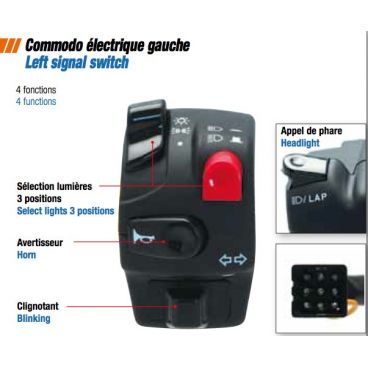 Commodo Électrique Gauche 4 fonctions