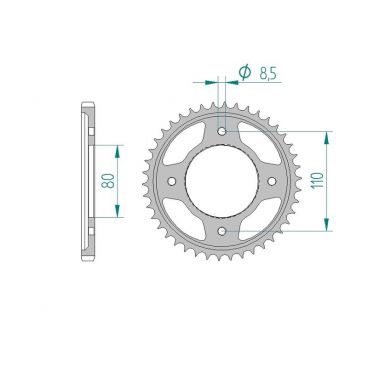 AFAM COURONNE ACIER au pas de 428 pour HONDA AFA10235