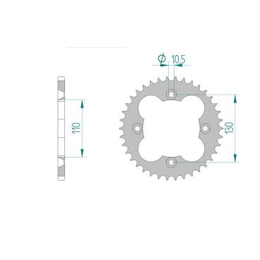 AFAM COURONNE ACIER au pas de 520 pour HONDA AFA10318