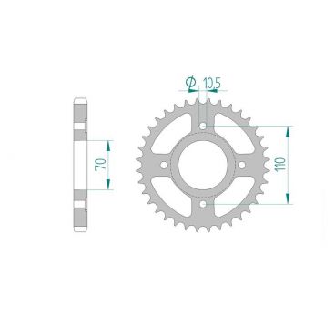 AFAM COURONNE ACIER au pas de 530 pour HONDA AFA10402