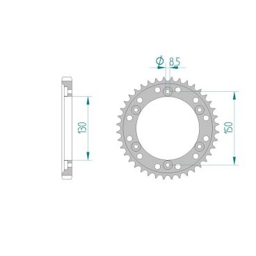 AFAM COURONNE ACIER au pas de 530 pour HONDA AFA10404