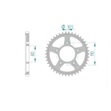 AFAM COURONNE ACIER au pas de 525 pour HONDA AFA10504