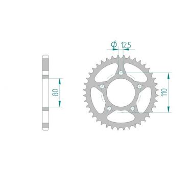 AFAM COURONNE ACIER au pas de 525 pour HONDA AFA10608