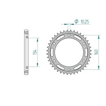 AFAM COURONNE ACIER au pas de 525 pour HONDA AFA10617