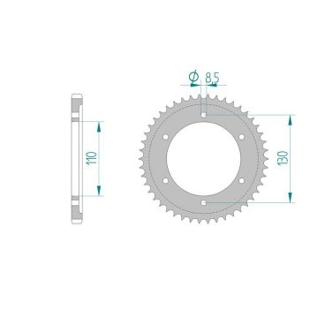 AFAM COURONNE ACIER au pas de 428 pour YAMAHA AFA12216