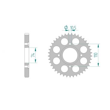 AFAM COURONNE ACIER au pas de 530 pour YAMAHA AFA12302