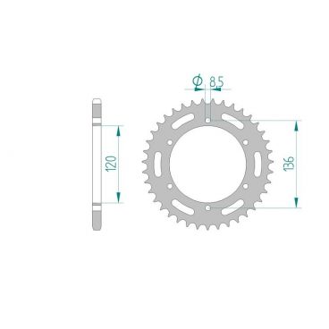 AFAM COURONNE ACIER au pas de 520 pour YAMAHA AFA12304