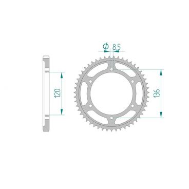 AFAM COURONNE ACIER au pas de 428 pour YAMAHA AFA12313