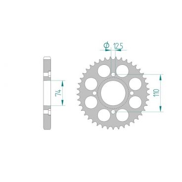 AFAM COURONNE ACIER au pas de 530 pour YAMAHA AFA12401