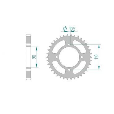 AFAM COURONNE ACIER au pas de 530 pour YAMAHA AFA12402