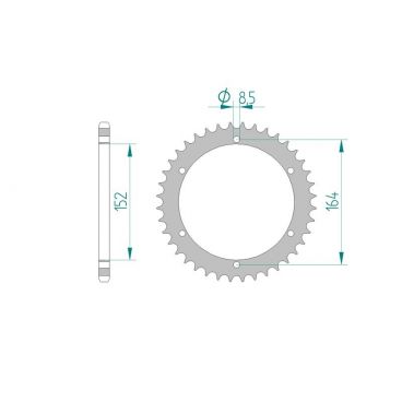 AFAM COURONNE ACIER au pas de 520 pour BAROSSA/DERBI/SMC/TRITON/XROADS/YAMAHA AFA12502