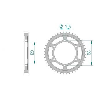 AFAM COURONNE ACIER au pas de 530 pour YAMAHA AFA12507