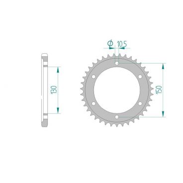 AFAM COURONNE ACIER au pas de 525 pour YAMAHA AFA12606