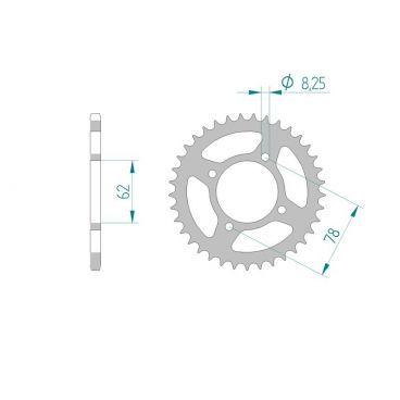 AFAM COURONNE ACIER au pas de 420 pour KAWASAKI/SUZUKI AFA14112