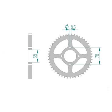 AFAM COURONNE ACIER au pas de 428 pour HYOSUNG/JINCHENG/KAWASAKI/SUZUKI AFA14201