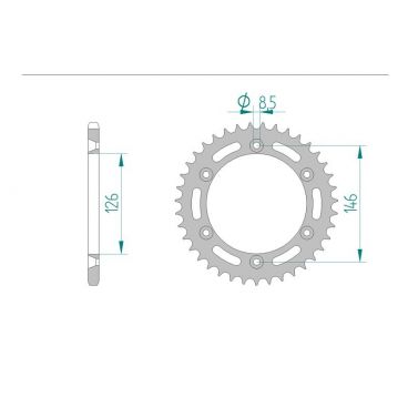 AFAM COURONNE ACIER au pas de 520 pour SUZUKI AFA14203