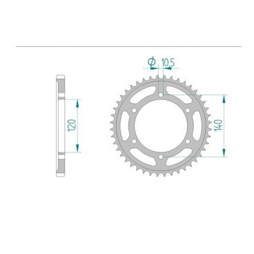 AFAM COURONNE ACIER au pas de 525 pour SUZUKI AFA14507