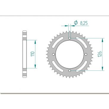 AFAM COURONNE ACIER au pas de 428 pour KAWASAKI AFA16209