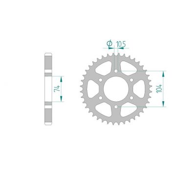 AFAM COURONNE ACIER au pas de 530 pour KAWASAKI AFA16401