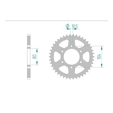 AFAM COURONNE ACIER au pas de 520 pour KAWASAKI AFA16403