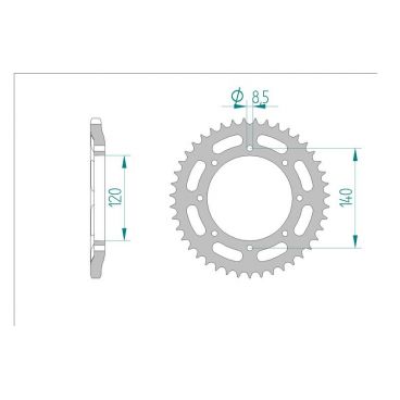 AFAM COURONNE ACIER au pas de 520 pour KAWASAKI AFA16501