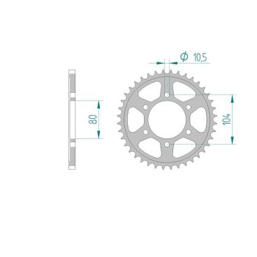 AFAM COURONNE ACIER au pas de 520 pour KAWASAKI AFA16504