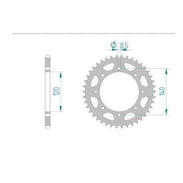 AFAM COURONNE ACIER au pas de 520 pour KAWASAKI AFA16600