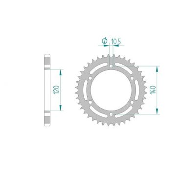 AFAM COURONNE ACIER au pas de 525 pour KAWASAKI AFA16605