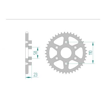 AFAM COURONNE ACIER au pas de 520 pour APRILIA AFA35201