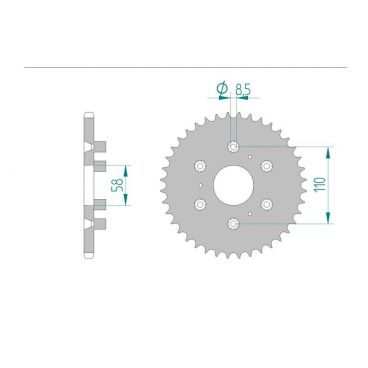 AFAM COURONNE ACIER au pas de 520 pour APRILIA AFA35206