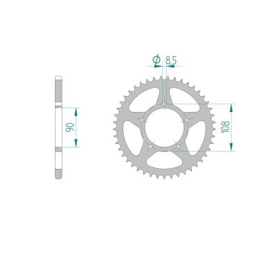 AFAM COURONNE ACIER au pas de 520 pour APRILIA/MZ AFA35303