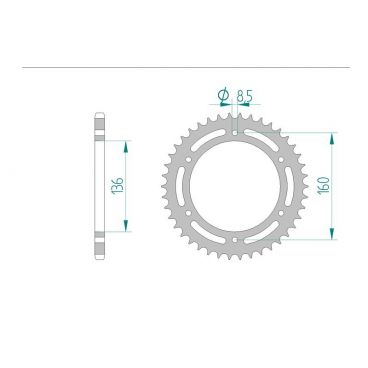 AFAM COURONNE ACIER au pas de 520 pour APRILIA/BETA/BMW/GILERA AFA35304