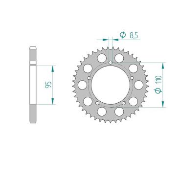 AFAM COURONNE ACIER au pas de 428 pour CAGIVA AFA44201