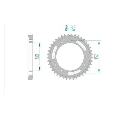 AFAM COURONNE ACIER au pas de 525 pour CAGIVA AFA44602