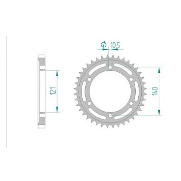 AFAM COURONNE ACIER au pas de 530 pour CAGIVA AFA44800